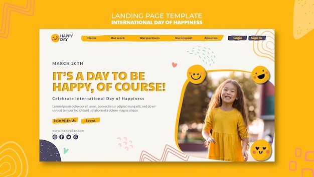 Internationale Tag des Glücks Landing Page