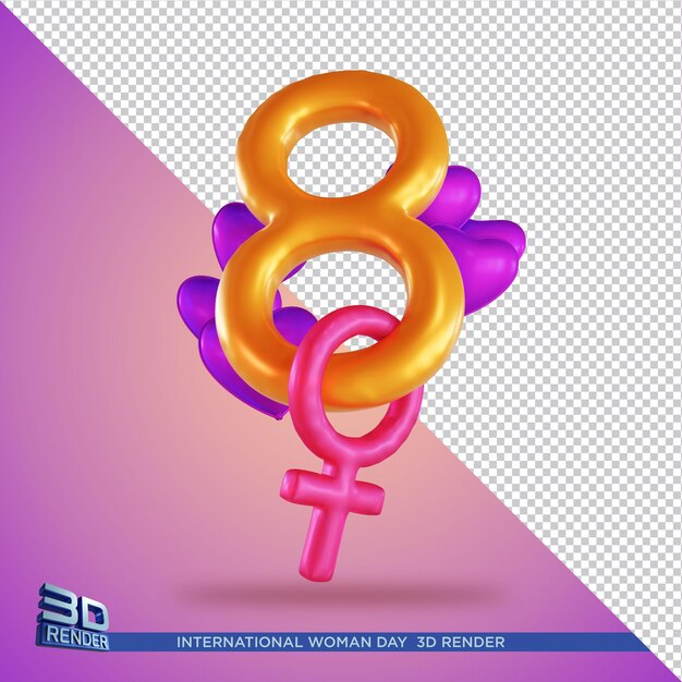 Internationaler frauentag 3d render isoliert