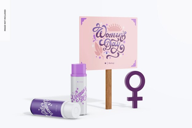 Internationaler Frauentag Schild Mockup, Perspektive