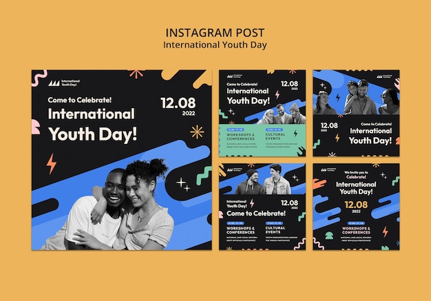 PSD internationaler instagram-postsatz zum jugendtag