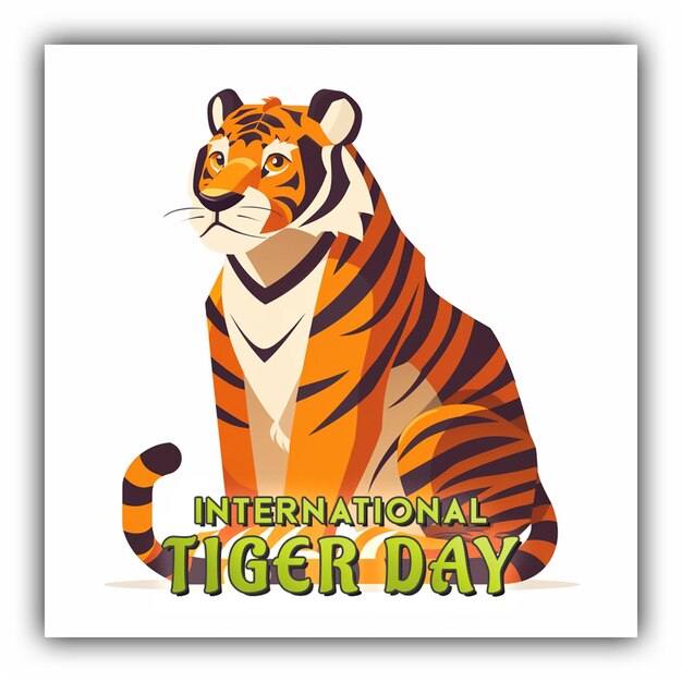PSD internationaler tag des tigerbewusstseins tiger-aufkleber tier große katze für social-media-post