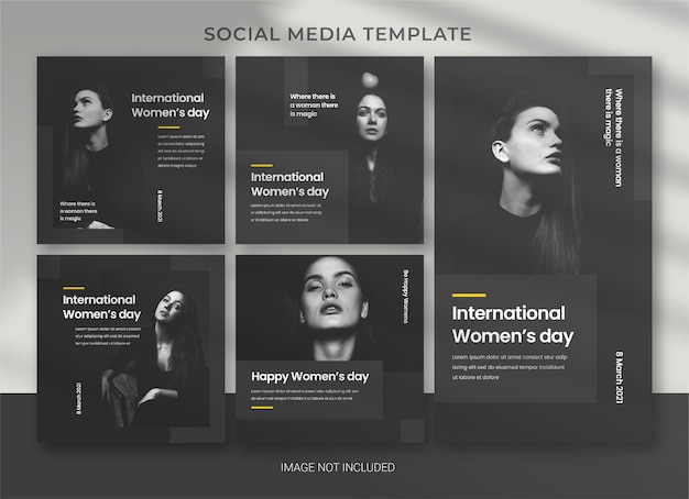 PSD internationales frauentag social media pack bundle template design