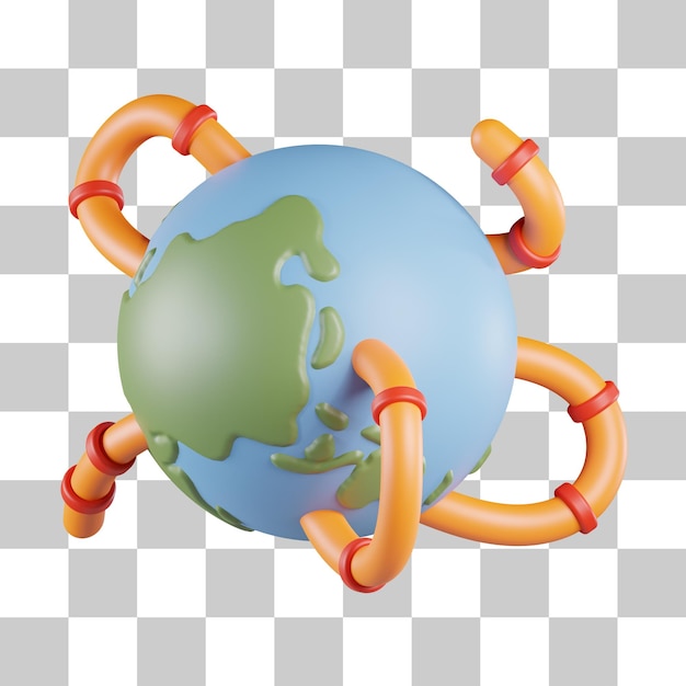 PSD internet-netzwerk-wurm-3d-symbol