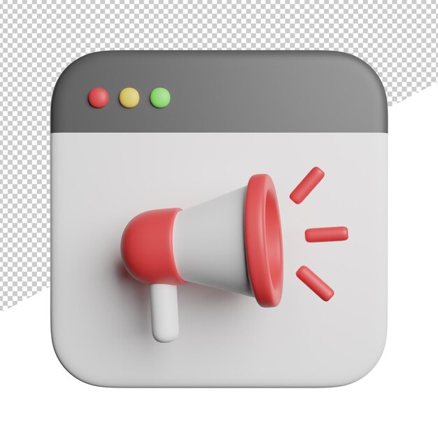 Internet Online Marketing Un icono 3d con un megáfono rojo y blanco