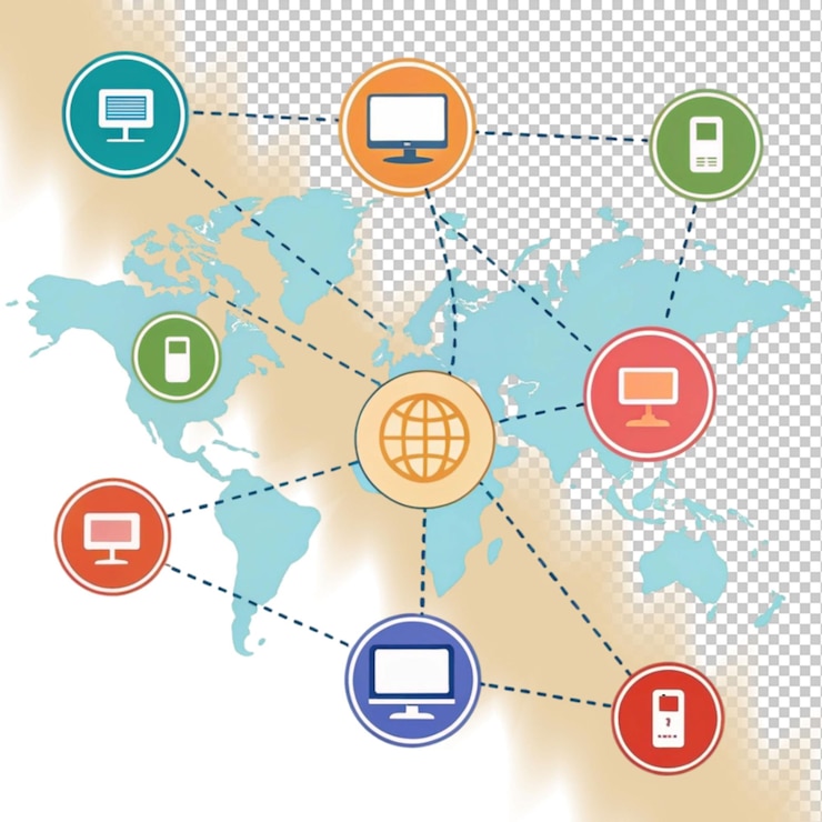 PSD internet rede de comunicação tecnologia web computador ícone vetor design de site on-line