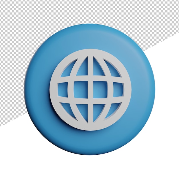 Internet web bleu médias sociaux vue de face 3d illustration rendu icône fond transparent