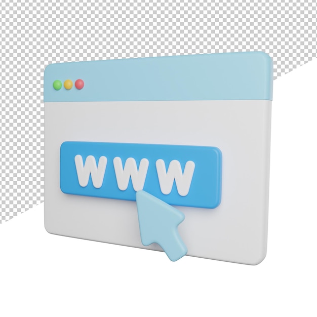 Internet web browser vista lateral ilustração de ícone de renderização 3d em fundo transparente
