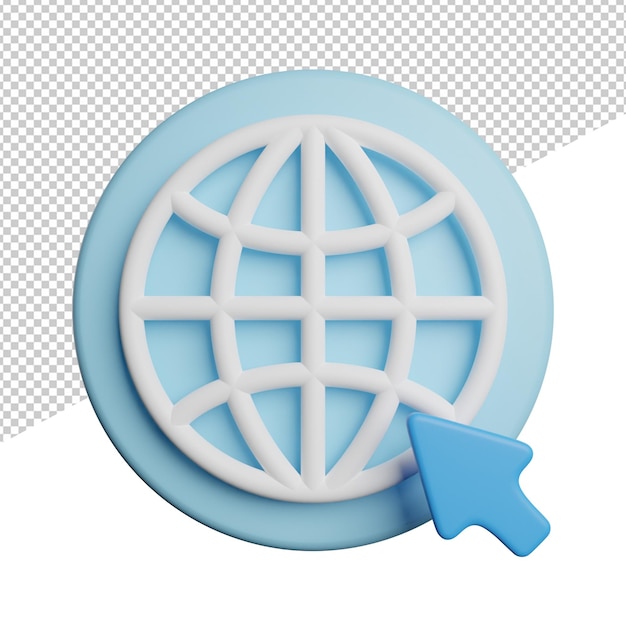 Internet Web Fare clic su vista frontale 3d rendering icona illustrazione su sfondo trasparente