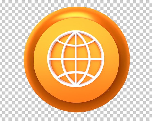 internet web golden icon 3d render on transparent background