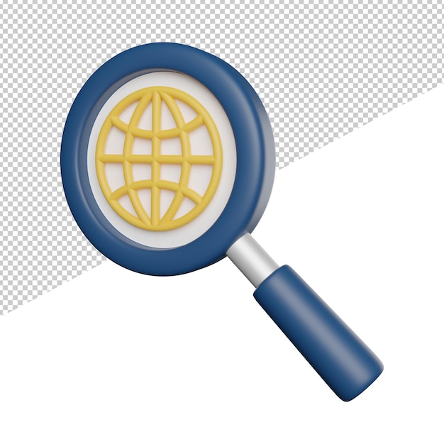 Internetsuche Vergrößern Seitenansicht 3D-Rendering Symboldarstellung auf transparentem Hintergrund