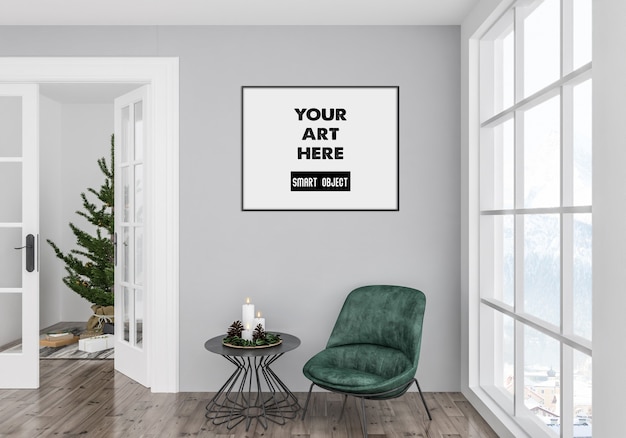 Interno di Natale con mockup di cornice