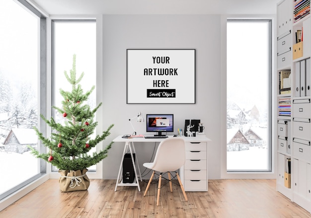 Interno di Natale con mockup di cornice