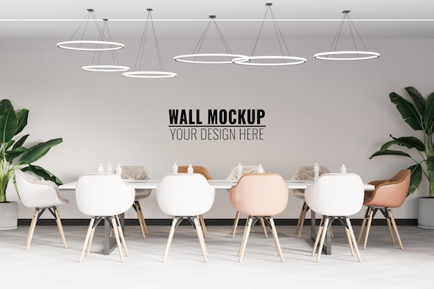 Interno moderno ufficio sala riunioni parete mockup