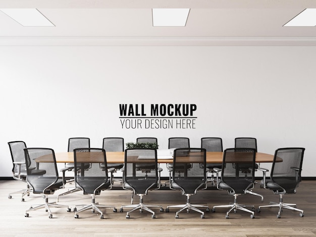 Interno moderno ufficio sala riunioni parete mockup