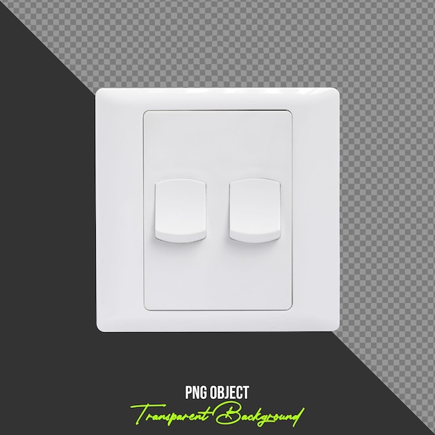 Un interrupteur de lumière blanc isolé sur un fond transparent