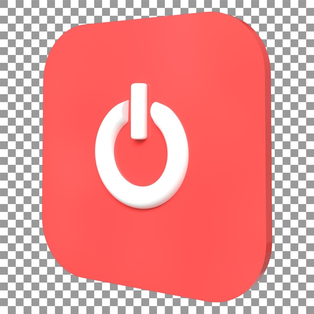 Interruptor 3D de encendido y apagado que representa el botón de encendido rojo y blanco para la aplicación web