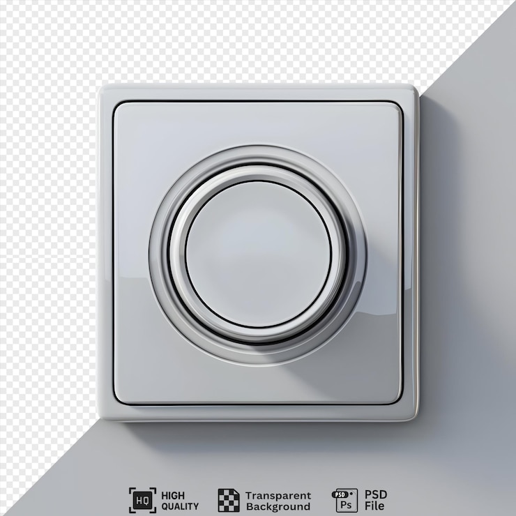 Interruptor de luz brillante blanco premium con fondo transparente perfecto para proyectos de diseño