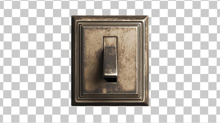 PSD interruptor de luz de bronce de alta resolución aislado en fondo blanco imagen hd