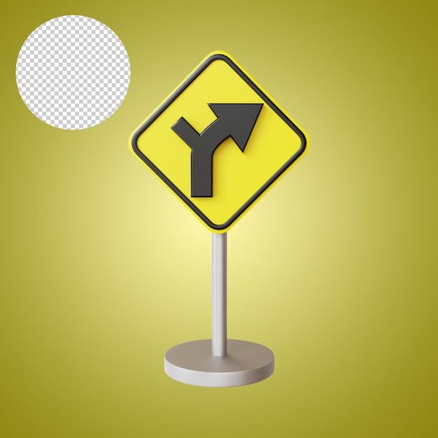 Intersección dentro de Curve Road Sign Traffic Representación 3d