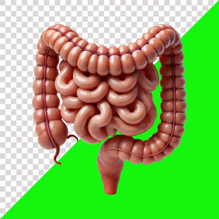 PSD el intestino aislado sobre un fondo transparente