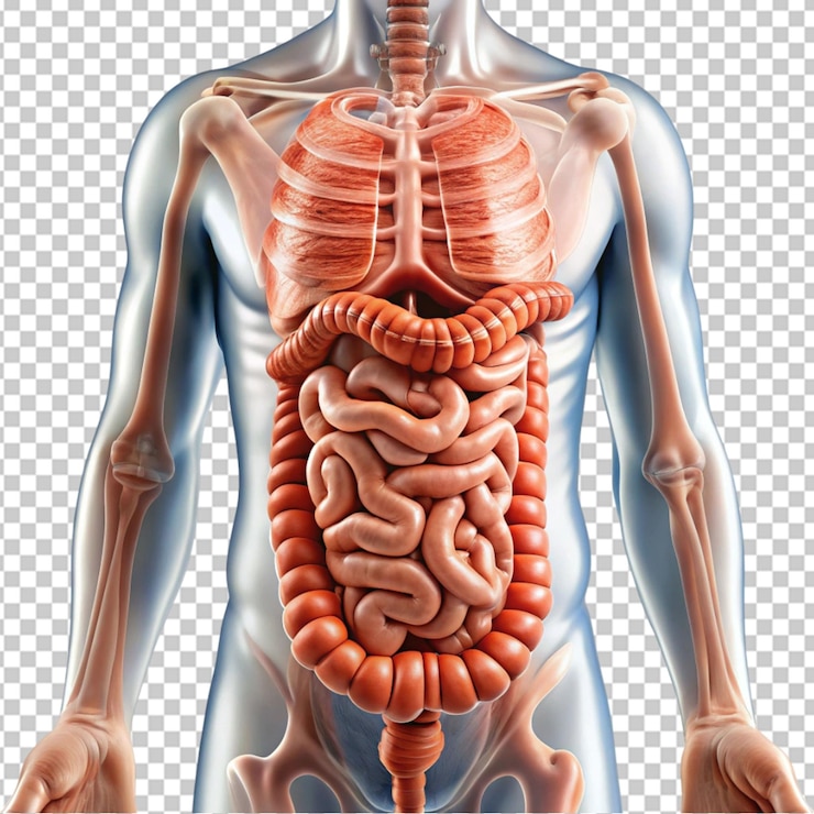 PSD intestinos humanos en un fondo transparente