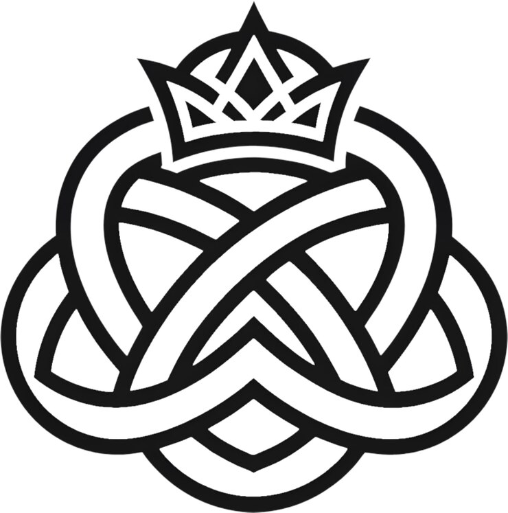 PSD intricate celtic knotwork crown stencil in black