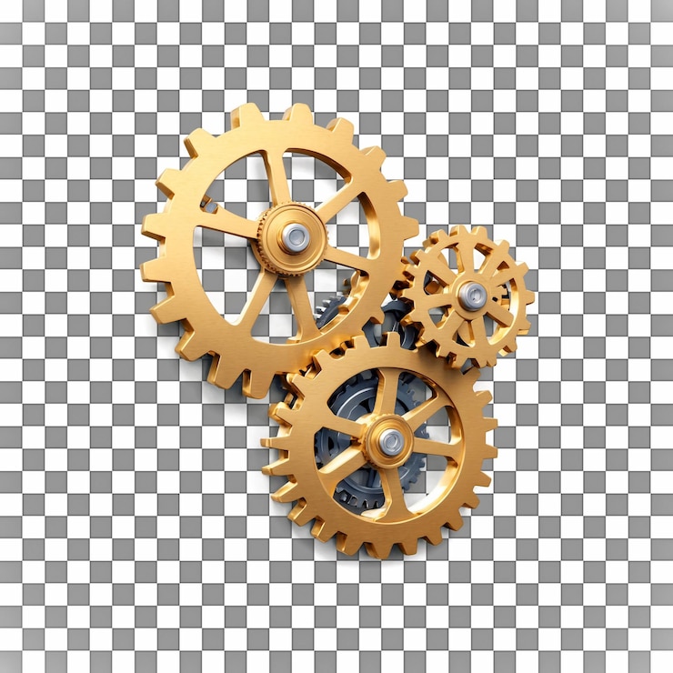 PSD intricate golden cogs design
