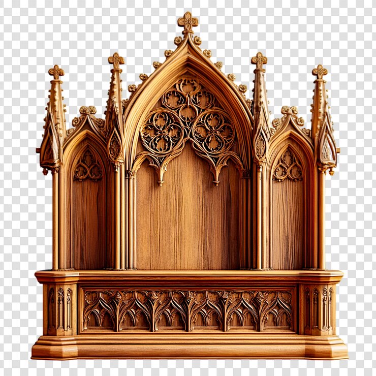 PSD intrincado altar de madera arquitectura gótica arte religioso