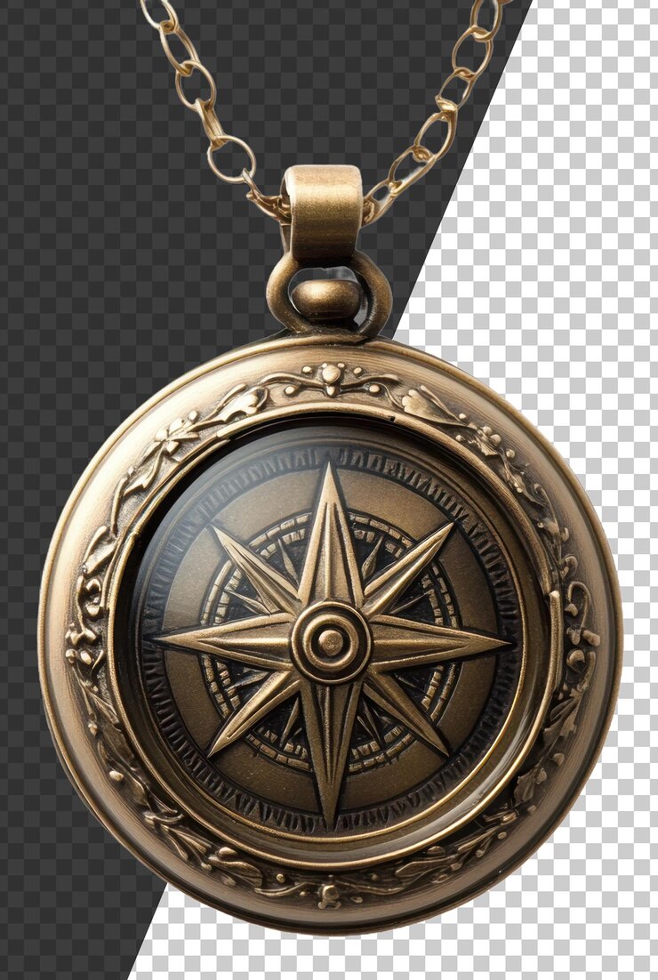 PSD el intrincado collar de brújula de época cortado en stock png