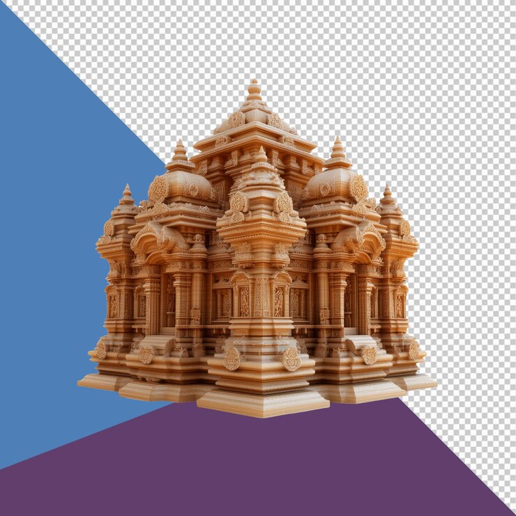 PSD intrincado modelo en 3d de un templo hindú tradicional
