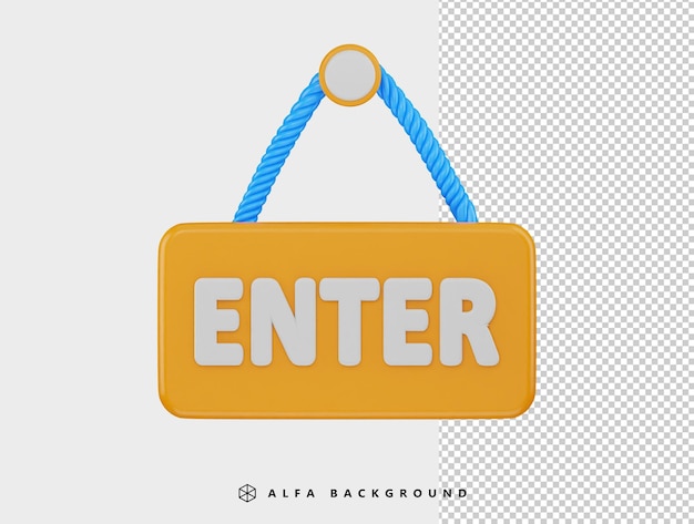 Introduzca el icono de la placa colgante 3D rendering ilustración vectorial