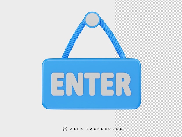 Introduzca el icono de la placa colgante 3D rendering ilustración vectorial