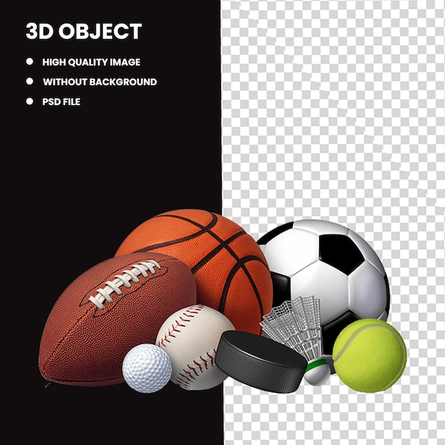 Inventario sportivo set di icone decorative palle sportive realistiche collezione di elementi sportivi