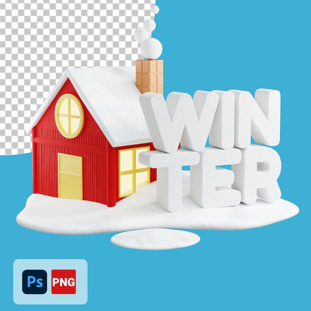 PSD inverno 3d com casa de inverno