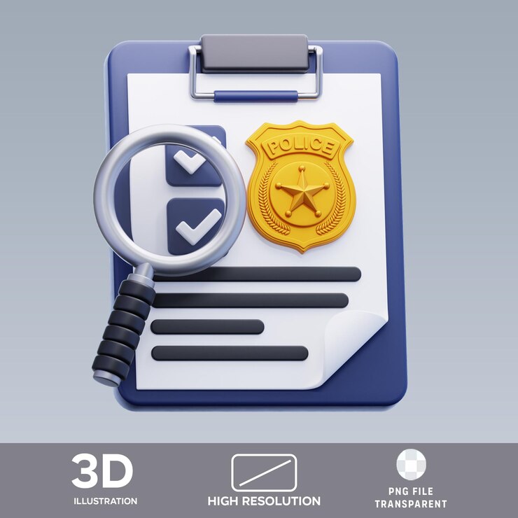 PSD investigación policial del psd ilustración en 3d