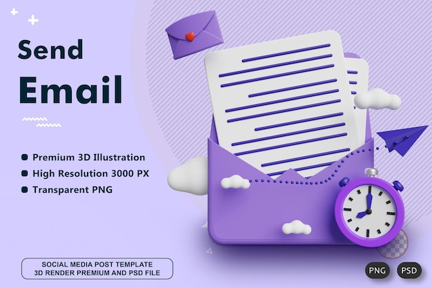 Invia e-mail illustrazione di rendering 3d