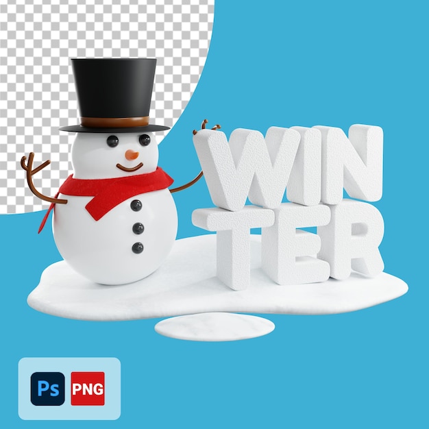 PSD invierno 3d con muñeco de nieve