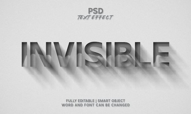 Invisible editable text effect style template