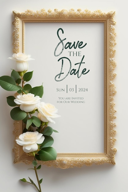 PSD invitação de casamento de flor dourada alegre desenho floral amarelo brilhante