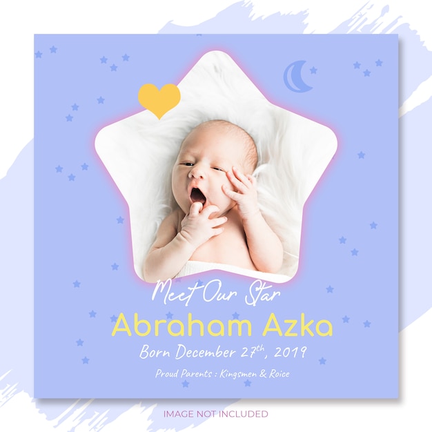 Invitación de anuncio de bebé a plantilla de fiesta de baby shower