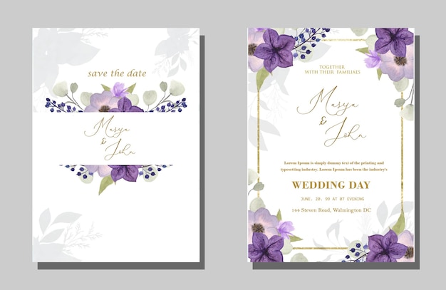 invitación de boda acuarela premium