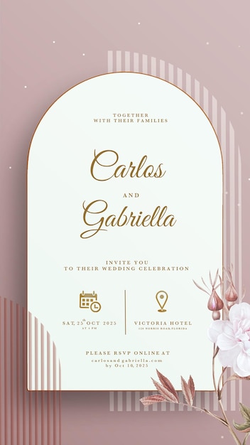 Invitación de boda digital con rosa