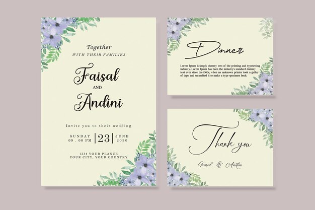 Invitación de boda elegante invitación gracias premium