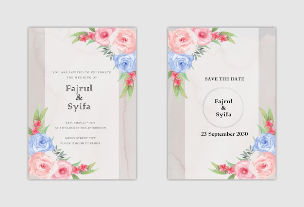 Invitación de boda elegante psd