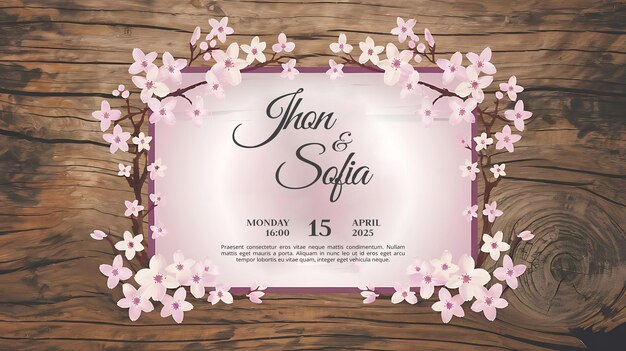 Invitación a la boda en flor de cerezo