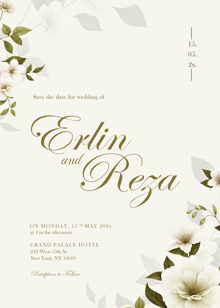 Invitación de boda floral elegante