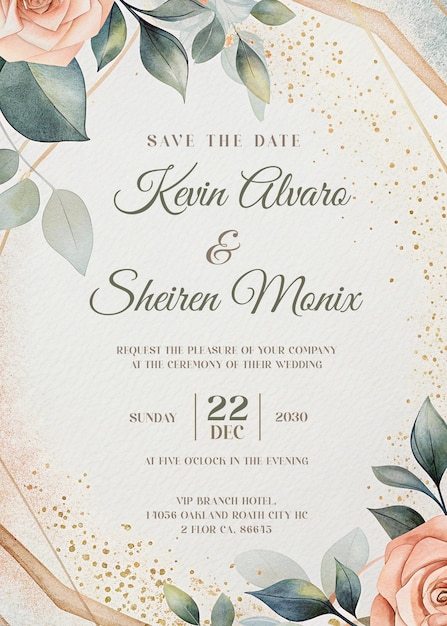 Invitación de boda floral elegante