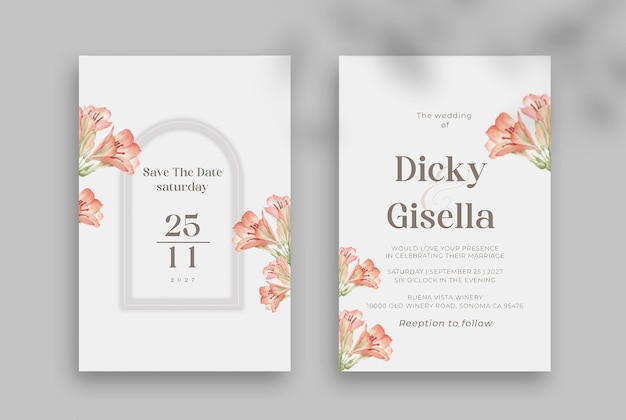 Invitación de boda floral minimalista con Tropical