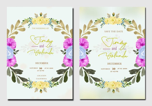 PSD invitación de boda floral modelo psd