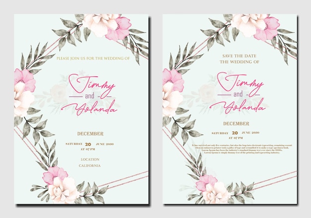 Invitación de boda floral Modelo PSD